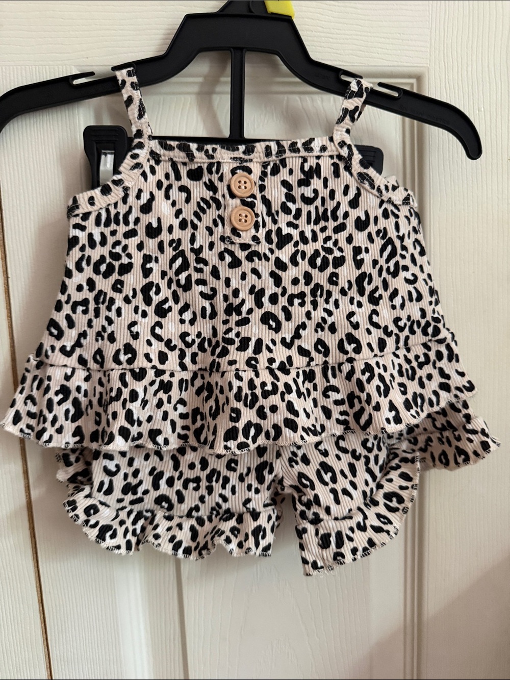 Rachel Zoe Girls Black and Cream Leopard Tank & Shorts Set